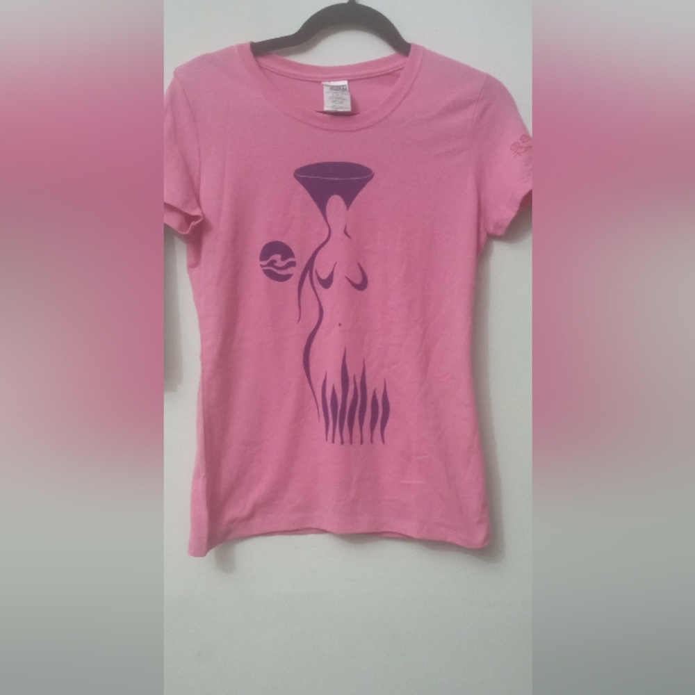 Pink Silk Screen Graphic Women's Top 🩷